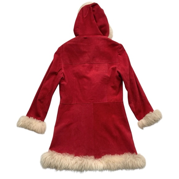 Vintage 1970s Red Suede Penny Lane Coat πΊ - Picture 2 of 6